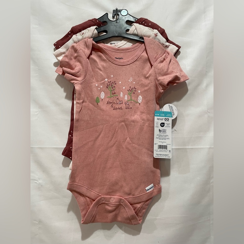 Gerber Pink and Red Baby Bodysuit Set